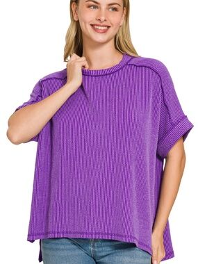 8 COLORS - Corded Ribbed Zenana Loose Fit Top